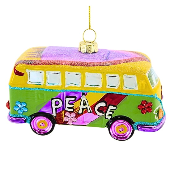 Cody Foster 2.25In Hippie Bus, Glass, Ornament Peace Luve Love Tie Dyed Gl79