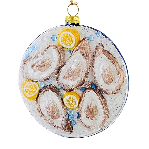 Cody Foster 4.00In Plated Oyster On Ice Blue, Glass, Seafood Platter Go9434b
