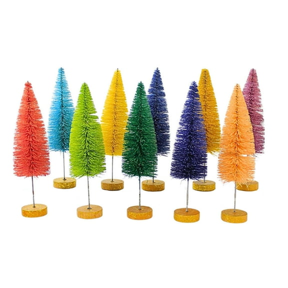Cody Foster 6.00In Bottle Brush Trees Box Set/10, Sisal, Christmas Rainbow Village Cd2032