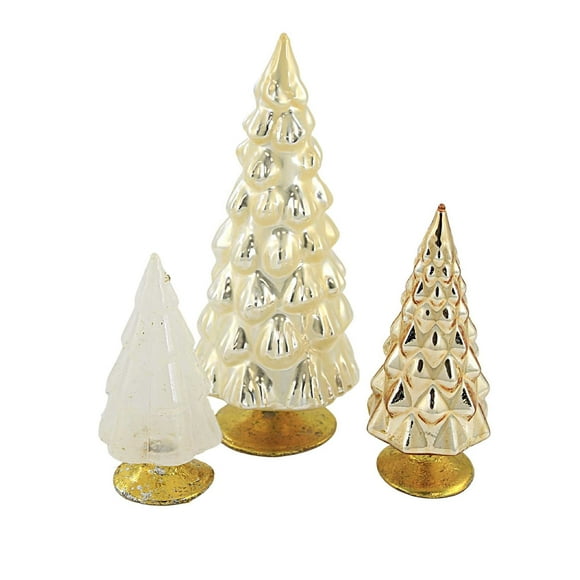 Cody Foster 6.50In Small Neutral Hue Trees, Glass, Christmas Textured Silver White Village Decor Ms2105n