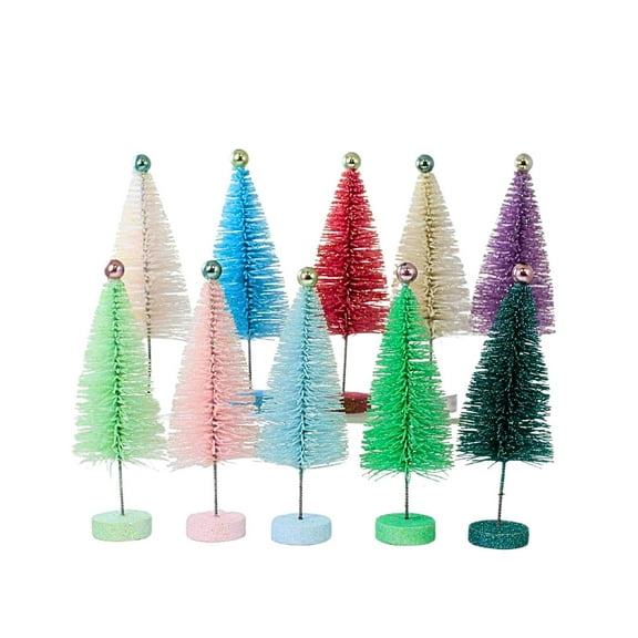Cody Foster 7.00In Pastel Bottle Brush Trees Set / 10, Sisal, Decor Mantle Decorate Easter Cd1961