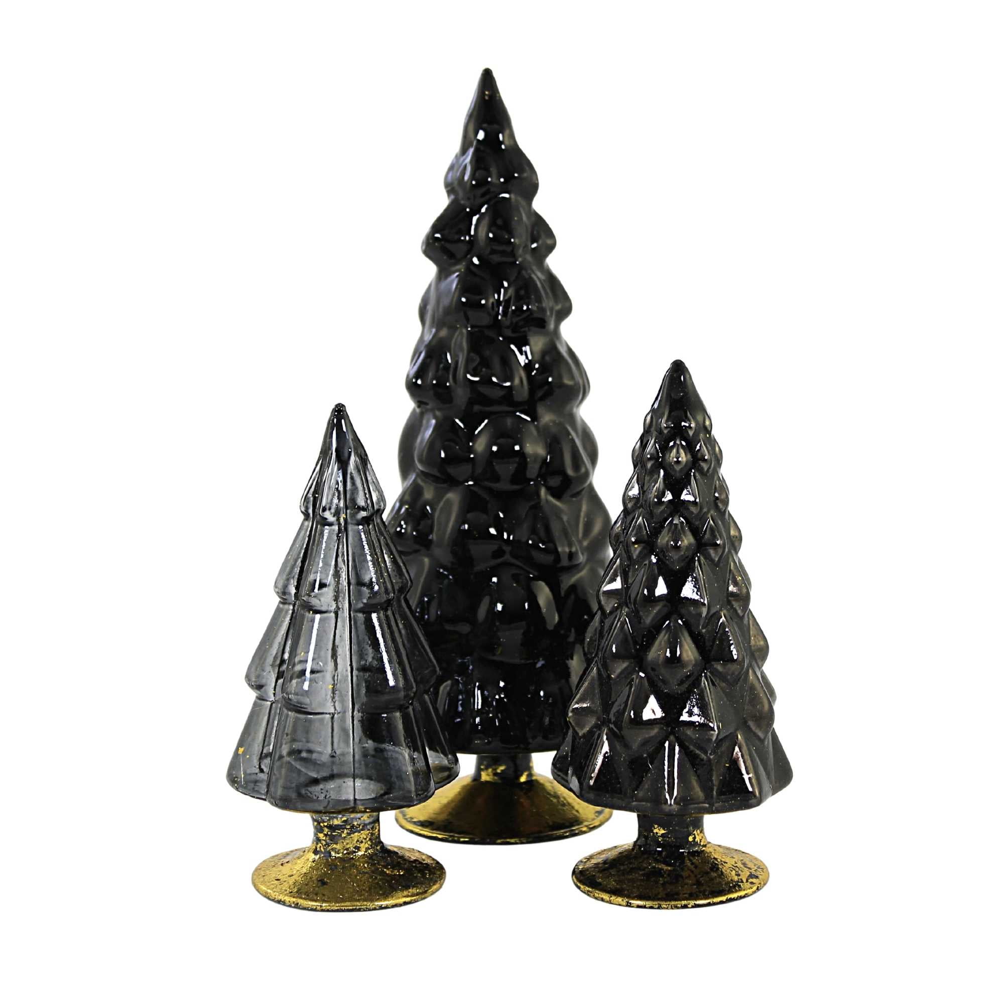 Cody Foster 7.00In Small Hue Tree Black Set / 3, Glass, Decorate Decor Mantle Halloween Ms2105bk