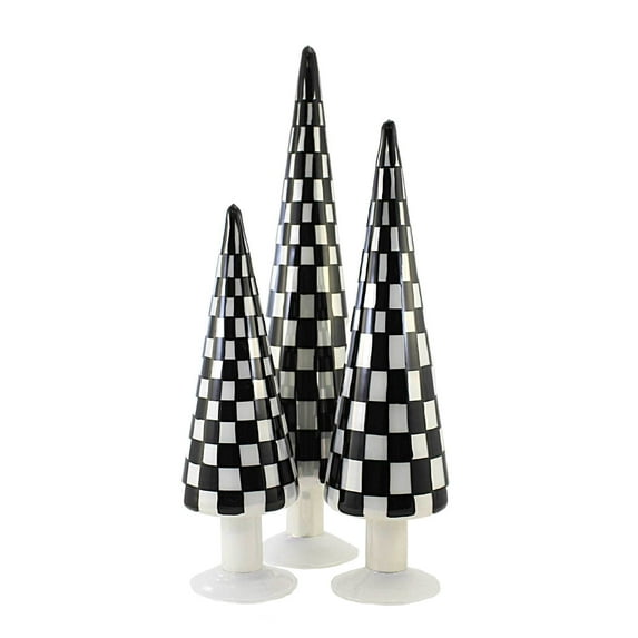Cody Foster Black Trees Set Of 3 - 3 Glass Trees 18.25 Inch, Glass - Checkered Glass Tree Cd1624bk