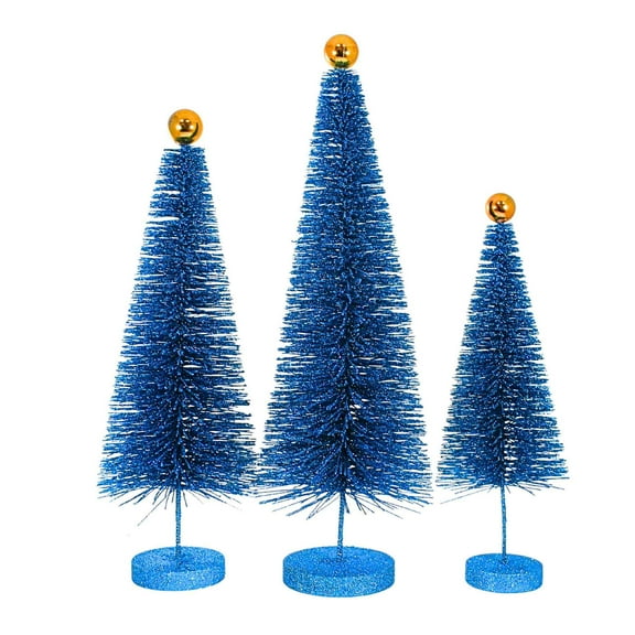 Cody Foster 18.00In Blue Glitter Trees 3 Pc Set, Sisal, Christmas Village Decorate Cd1962b
