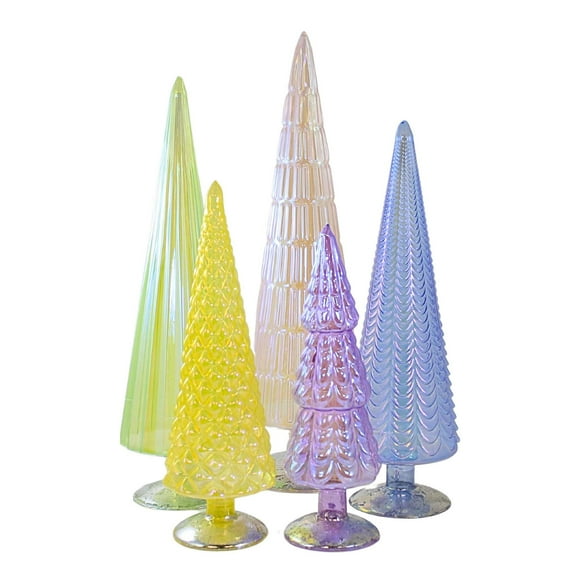 Cody Foster Pastel Iridescent Trees - 5 Glass Trees 18 Inch, Glass - Easter Christmas Village Mantle Decor Cd1837p