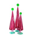 thumbnail image 1 of Cody Foster Red Swirled Striped Trees Set / 3 - 3 Glass Trees 19 Inch, Glass - Decor Mantle Cd1996rs, 1 of 3