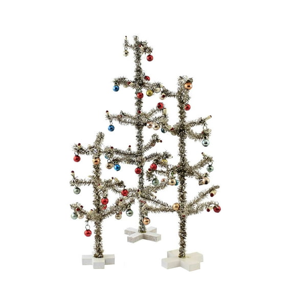 Cody Foster Victorian Tinsel Tree's Silver Christmas Ornaments Decorated Cd1631s