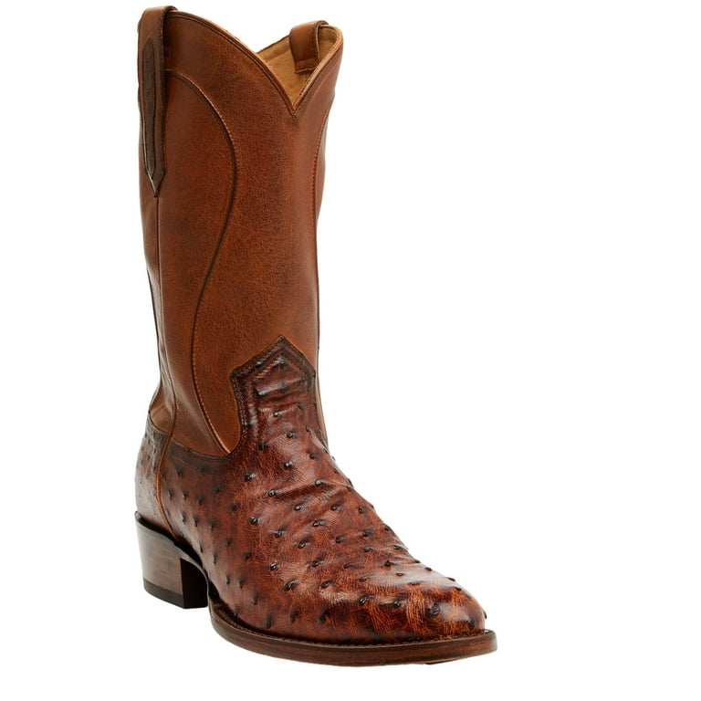 Justin full quill ostrich roper boots cognac sale