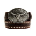 thumbnail image 1 of Cody James Boys' Longhorn Tooled Belt - CJBAFA22BT1 30, 1 of 2