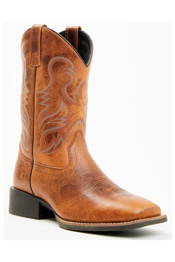 Men's Ace&Trade; Western Boot Broad Square Toe Brown 9 EE  US