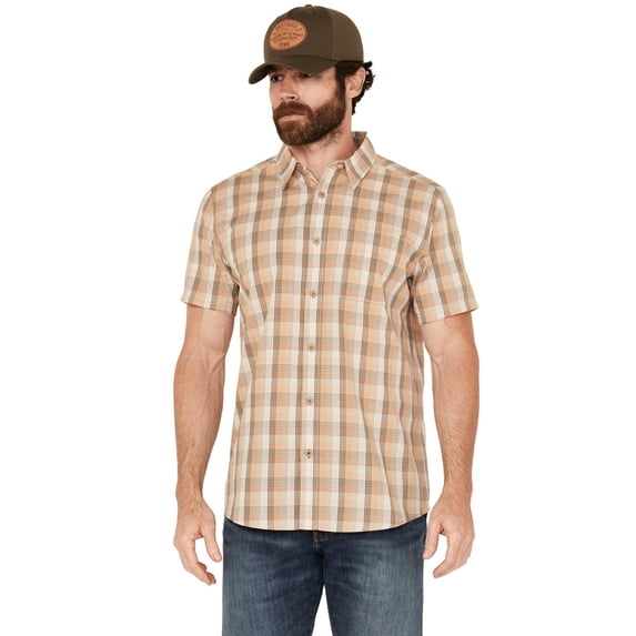 Cody James Men's Anderson Plaid Print Short Sleeve Button-Down Western Shirt - BASFA23W92-TAN XX-