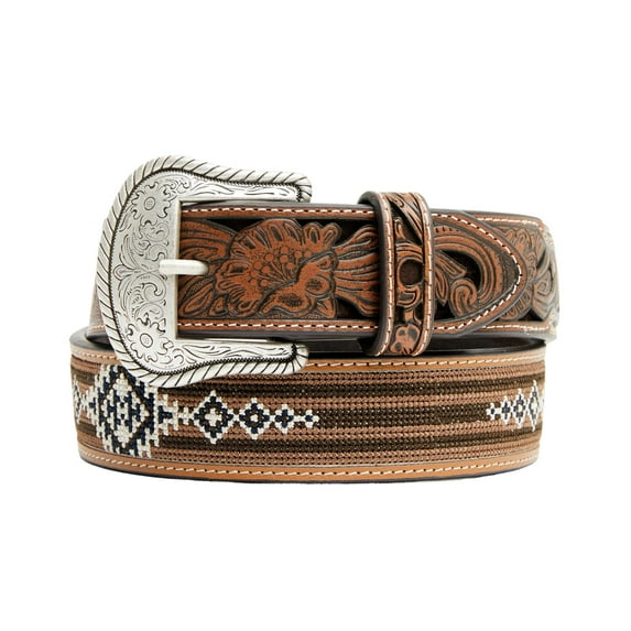 Cody James Men's Austin Southwestern Print Embroidered And Tooled Belt - CJASP24BT1-BN 36