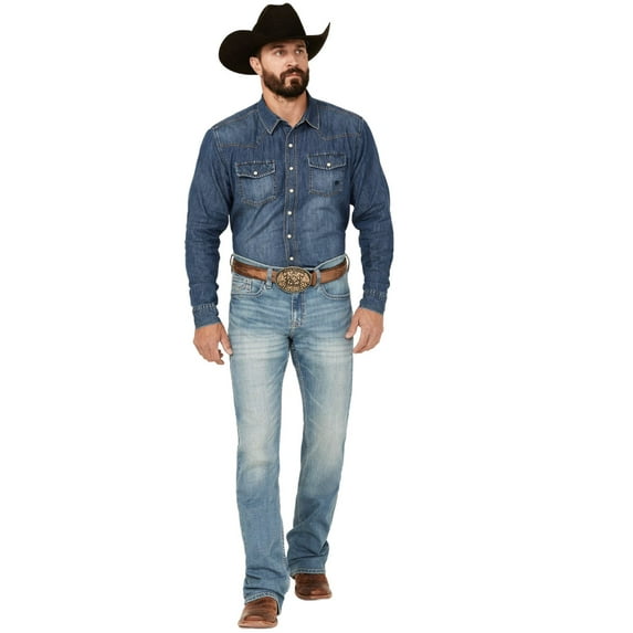 Cody James Men's Bandera Wash Wyatt Slim Bootcut Stretch Denim Jeans - CJHO23J29 33W x 34L US
