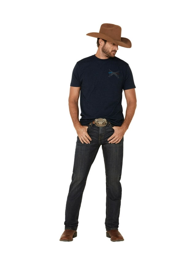 Men's Barn Sour Wash Jackson Slim Straight Stretch Denim Jeans Blue 32W x 36L US