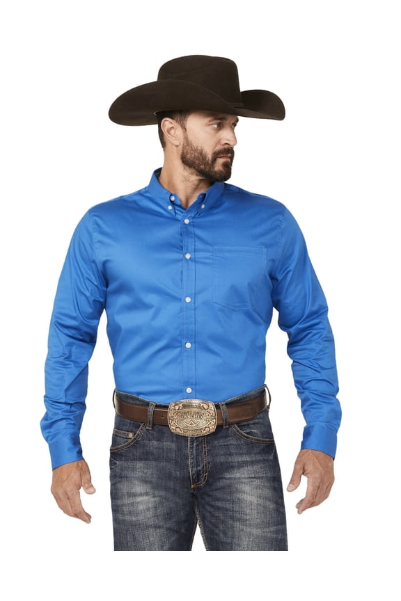 Men's Men'S Basic Twill Long Sleeve Button-Down Performance - CJFA23W17-RYLBLU