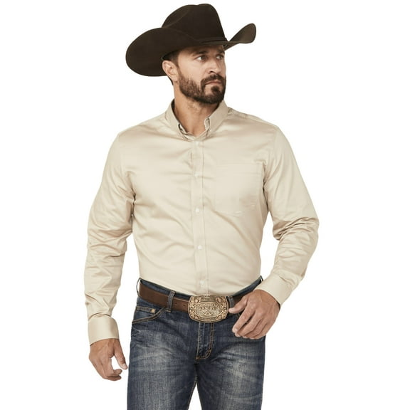 Cody James Men's Basic Twill Long Sleeve Button-Down Performance Western Shirt - CJFA23W17-TAN