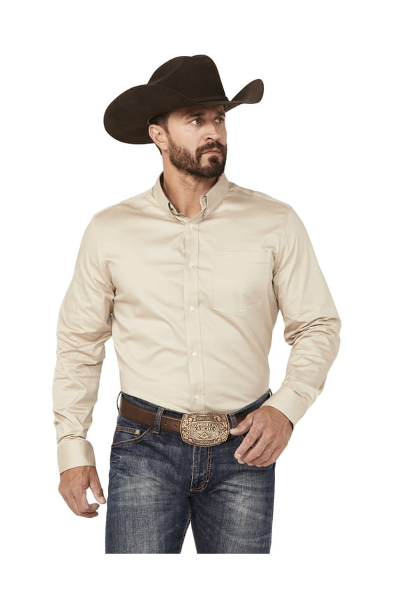 Men's Men'S Basic Twill Long Sleeve Button-Down Performance - CJFA23W17-TAN