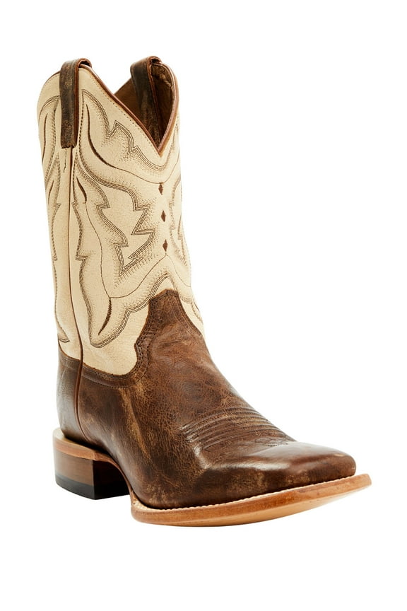 Men's Bone Western Boot Broad Square Toe Ivory 8 1/2 EE US