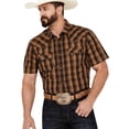 thumbnail image 1 of Cody James Men's Caliente  Plaid Print Short Sleeve Western Snap Shirt - CJSU23W45-BRZ, 1 of 4