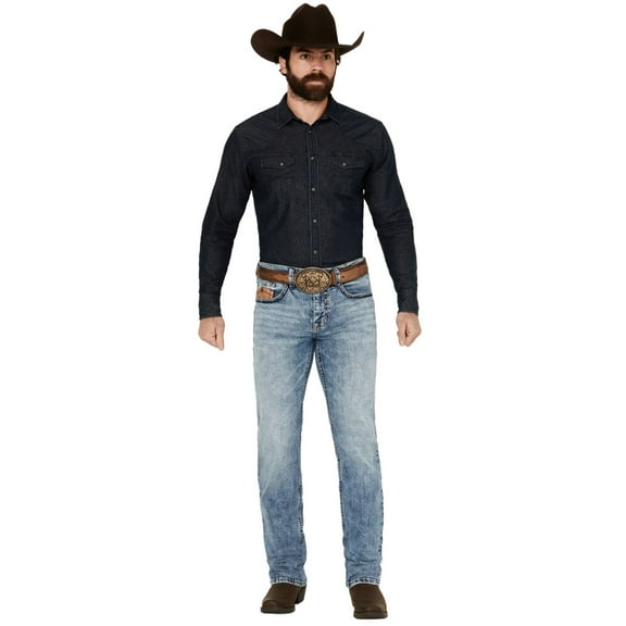 Cody James Men's Clover Leaf Wash Jackson Slim Straight Stretch Denim Jeans Blue 40W x 32L  US