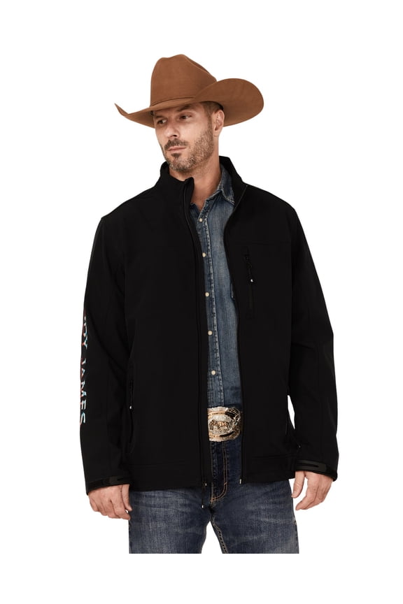 Men's Core Serape Logo Sleeve Zip-Front Steamboat Jacket Black XX-