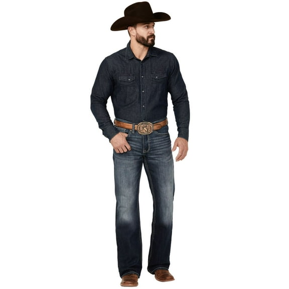 Cody James Men's Moonlight Wash Duke Relaxed Bootcut Stretch Denim Jeans Dark Wash 35W x 34L  US