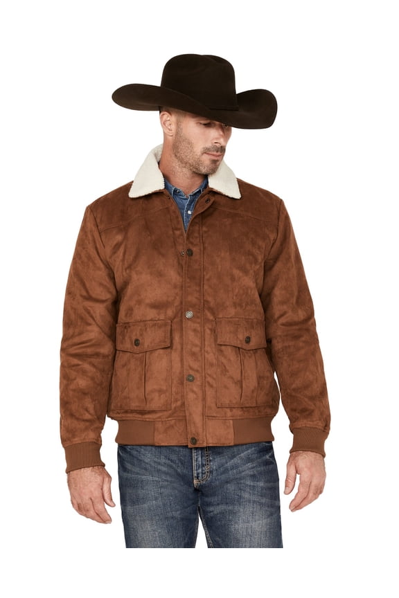 Men's Men'S Edward Faux Suede Sherpa Collar Bomber Jacket - CJFA22O34-BRN XX-