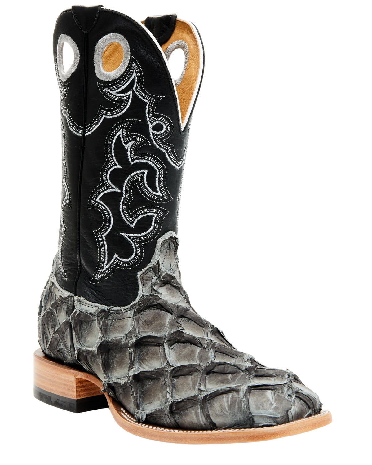 Cody James Men's Exotic Pirarucu Western Boot Broad Square Toe Black 13