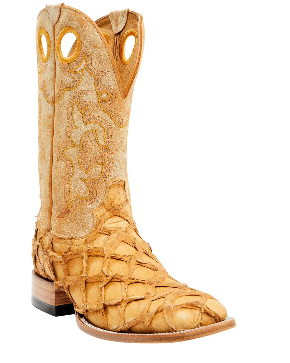 Cody James Men's Exotic Pirarucu Western Boot Broad Square Toe Yellow 9