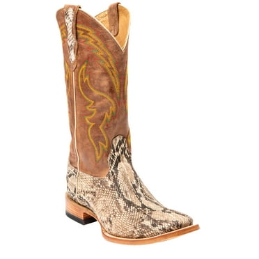 Cody James Men's Exotic Python Western Boot Broad Square Toe Brown 10 EE  US