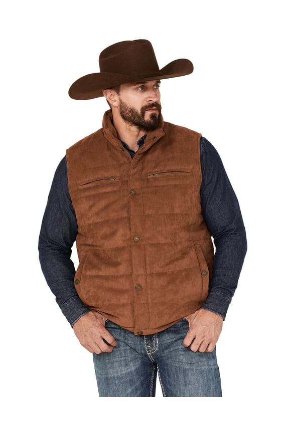 Men's Men'S Faux Suede Puffer Vest - CJFA22V78-CAMEL