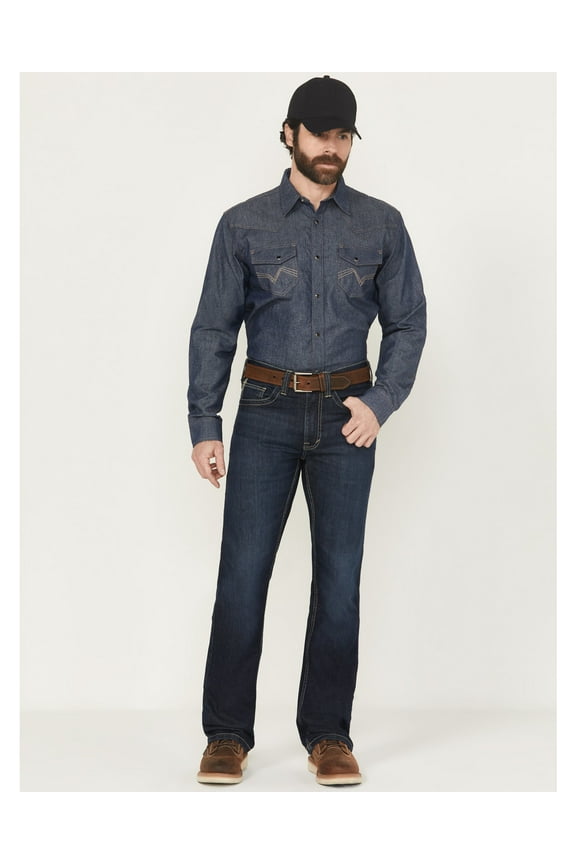 Men's Fr Dark Wash Slim Bootcut Stretch Denim Work Jeans Dark Wash 32W x 34L