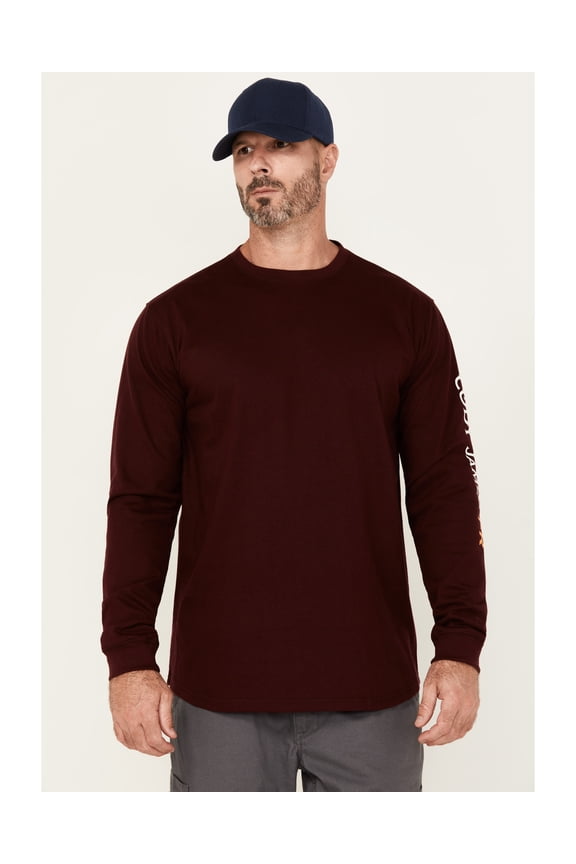 Men's Men'S Fr Logo Long Sleeve Graphic Work T-Shirt - CJFRF19K2-BURG