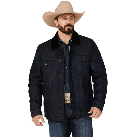 Cody James Men's Grand Teton Dark Wash Sherpa Cord Collar Denim Jacket - CJFA22O15-DKW Medium