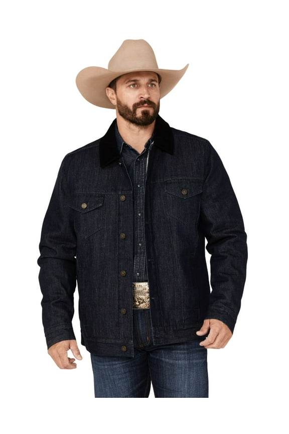 Men's Grand Teton Dark Wash Sherpa Cord Collar Denim Jacket - CJFA22O15-DKW Medium