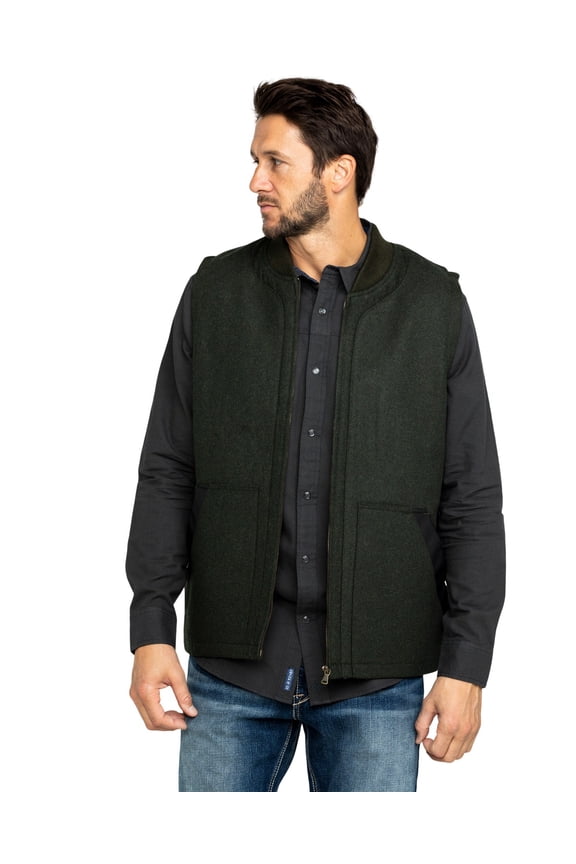 Men's Grover Wool Blend Leather Pocket Vest Olive