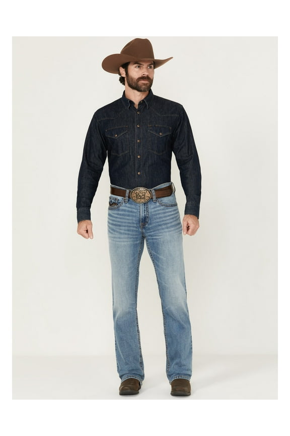 Men's Highland Wash Wyatt Slim Bootcut Stretch Denim Jeans Light Wash 33W x 32L  US