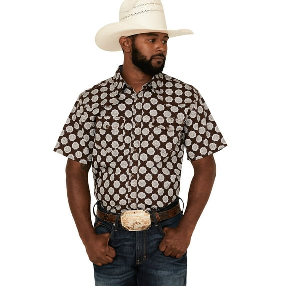 Cody James Men's Kingsland Medallion Print Short Sleeve Snap Western Shirt - CJSU22W2 XX-