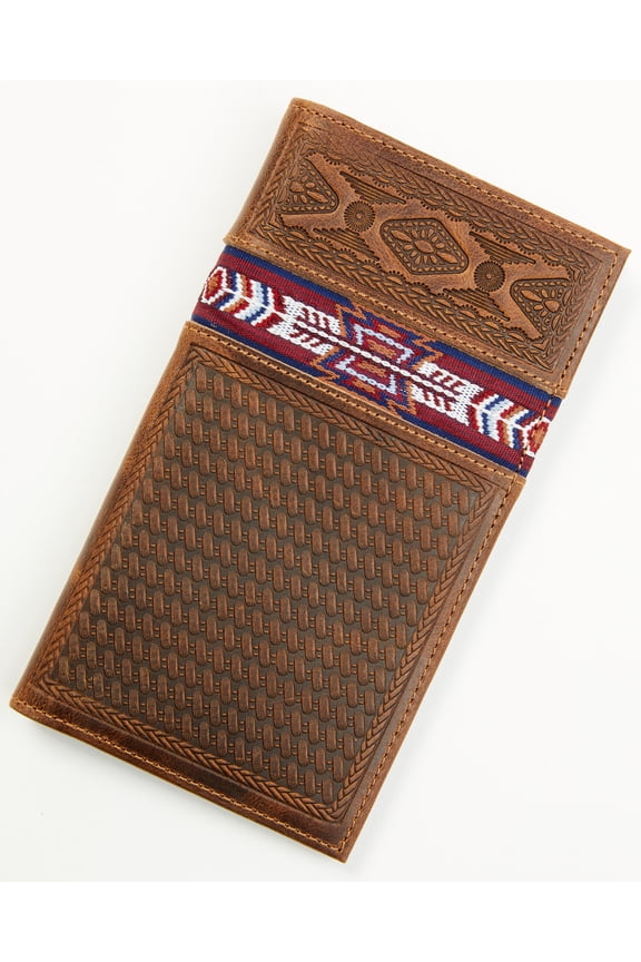 Men's Leroy Leather Southwestern Woven Inlay Rodeo Wallet - CJAFA24WT2-BN One Size