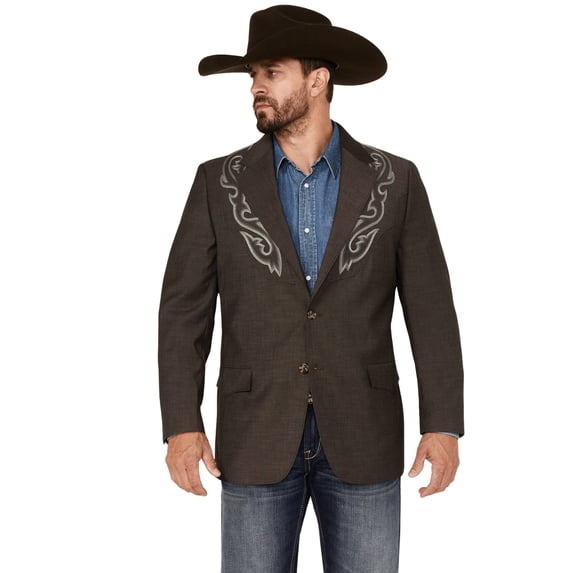 Cody James Men's Memphis Embroidered Boot Stitch Blazer - CJEB21F11-BRN 44 REG US