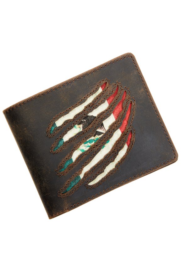 Men's Mexico Slash Bifold Leather Wallet Brown One Size