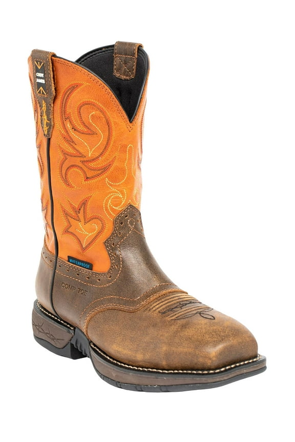 Men's 11" Nano Lite Waterproof Western Work Boot Composite Toe Orange 11 EE  US