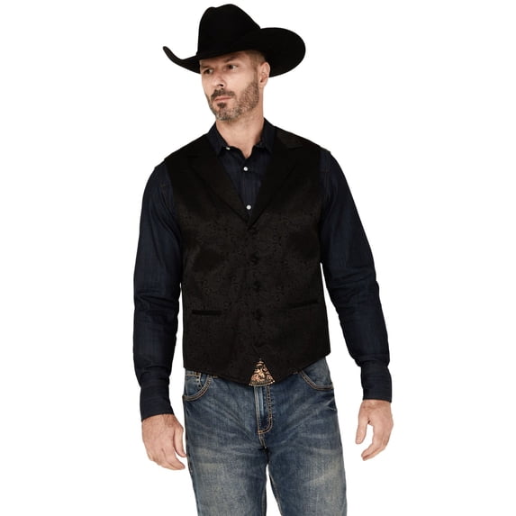 Cody James Men's Nashville Paisley Print Vest - CJPV2405-BLK