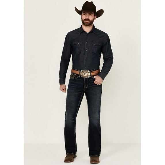 Cody James Men's Night Ranger Wash Wyatt Slim Bootcut Stretch Denim Jeans Dark Wash 40W x 34L US