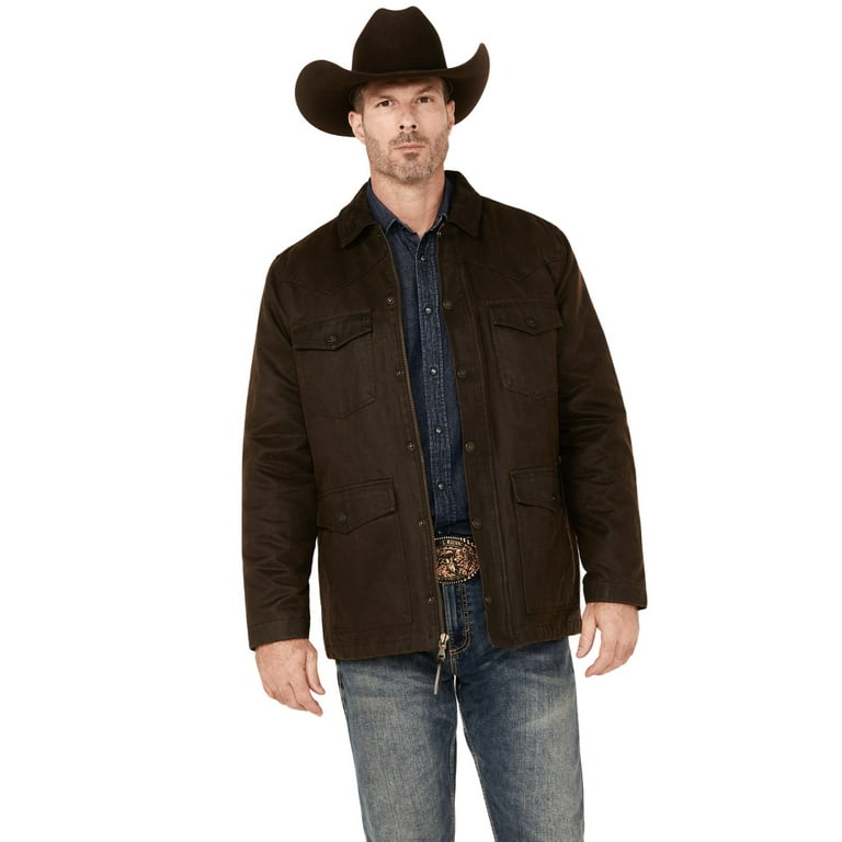 Cody James Men s Oilskin Snap Heavy Jacket Brown Large Walmart