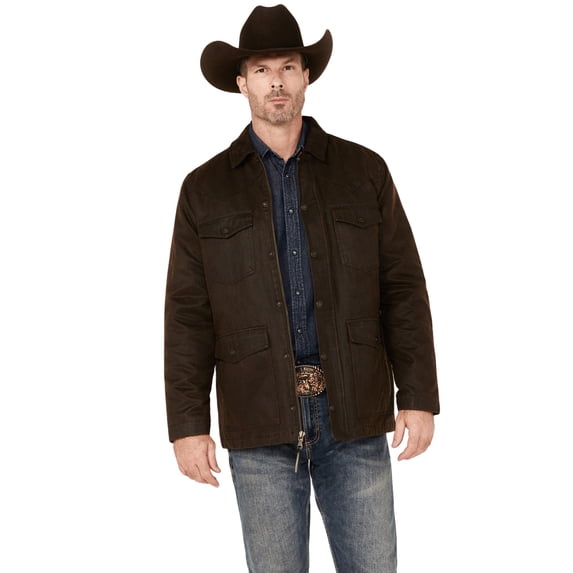 Cody James Men's Oilskin Snap Heavy Jacket - CJFA23O5-DK BRN
