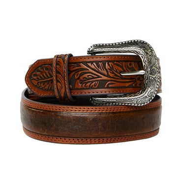 Cody James Men's Ostrich Print Tooled Belt Brown 38