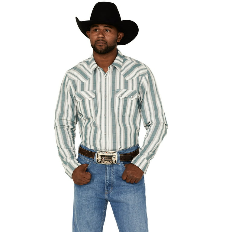 Cody James Men's Quarter Dobby Stripe Long Sleeve Pearl Snap Western Shirt  Cream XX-Large
