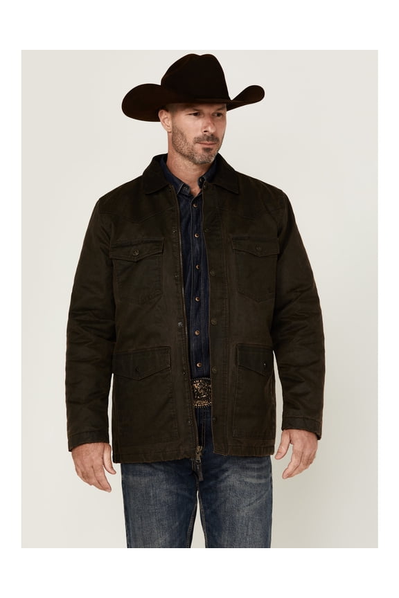 Men's Road Dust Washed Oil Skin Long Jacket - CJFA24O59-BN X-