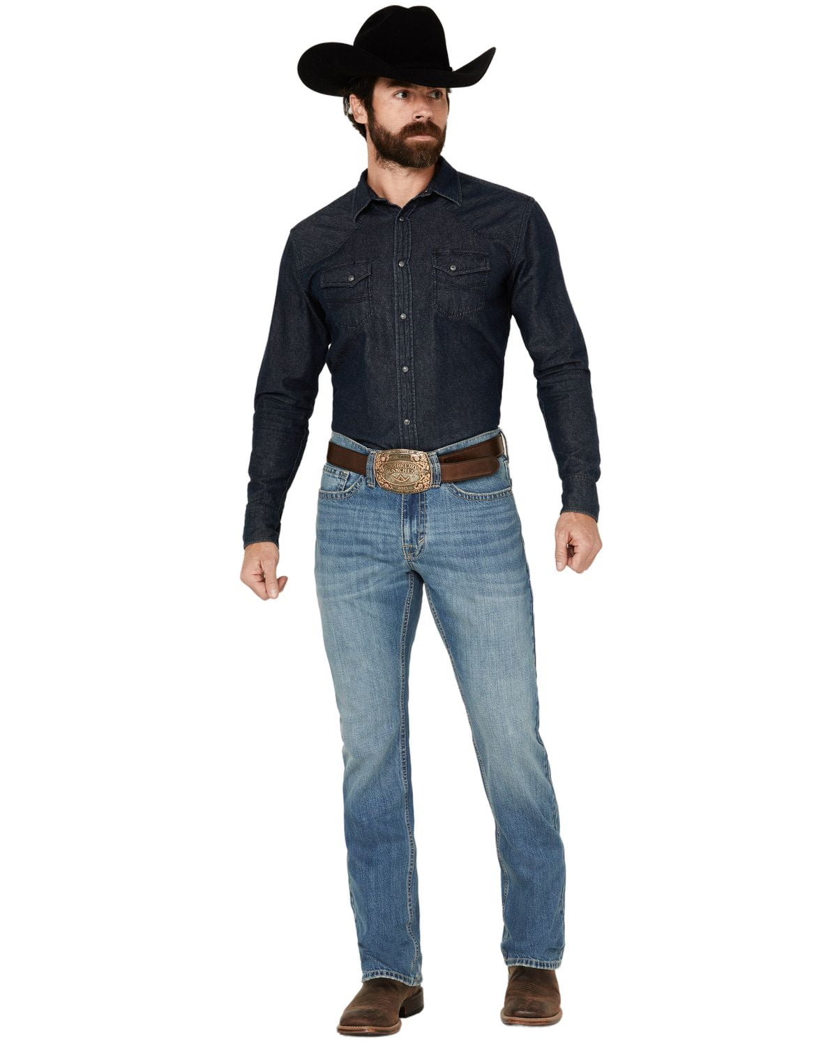 Cody James Men's Roughstock Medium Wash Slim Straight Jeans - Rigid Denim With 5-Pocket Design